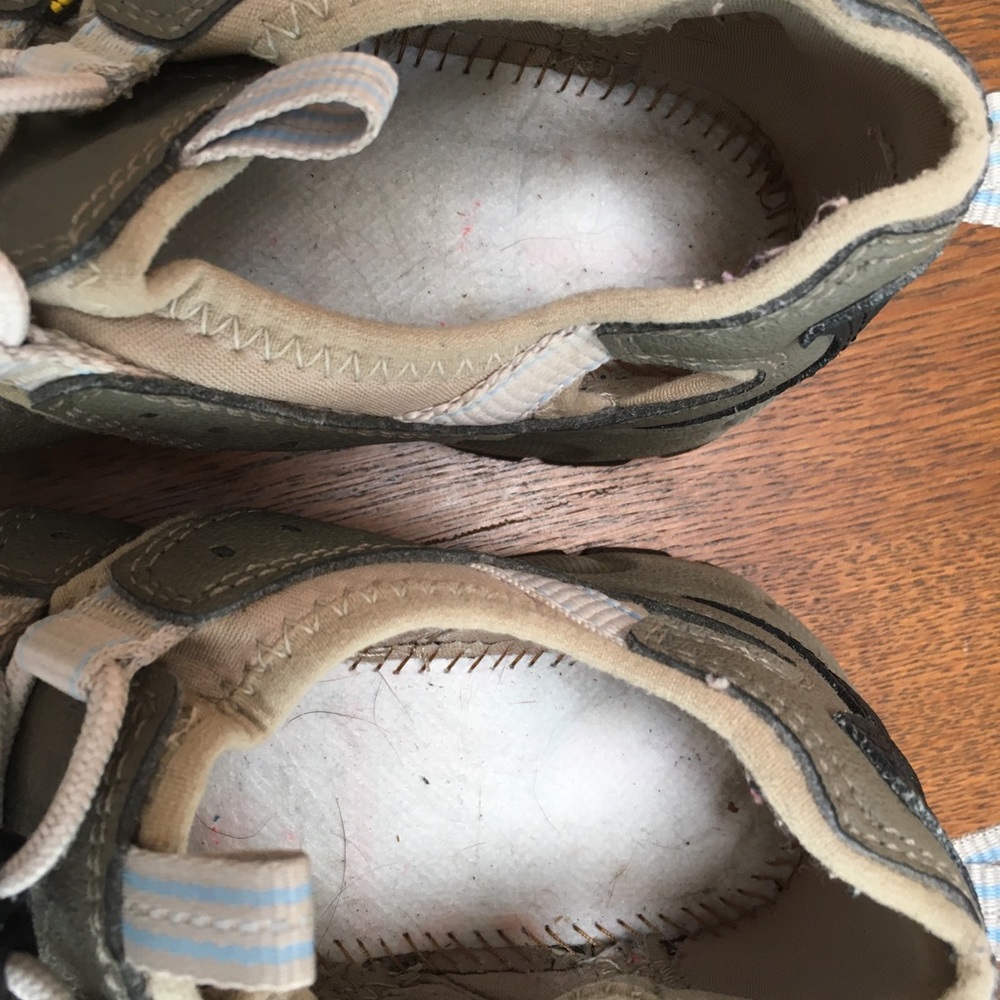 KEENFOOT 6.5 gray/tan/aqua color combo. Waterproof hiking sandals. Grip soles. - Picture 6 of 6